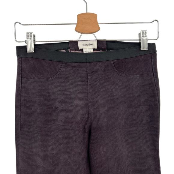 Helmut Lang Plum Embossed Leather‎ Skinny Leggings Pants Purple Size 2 - Picture 3 of 11